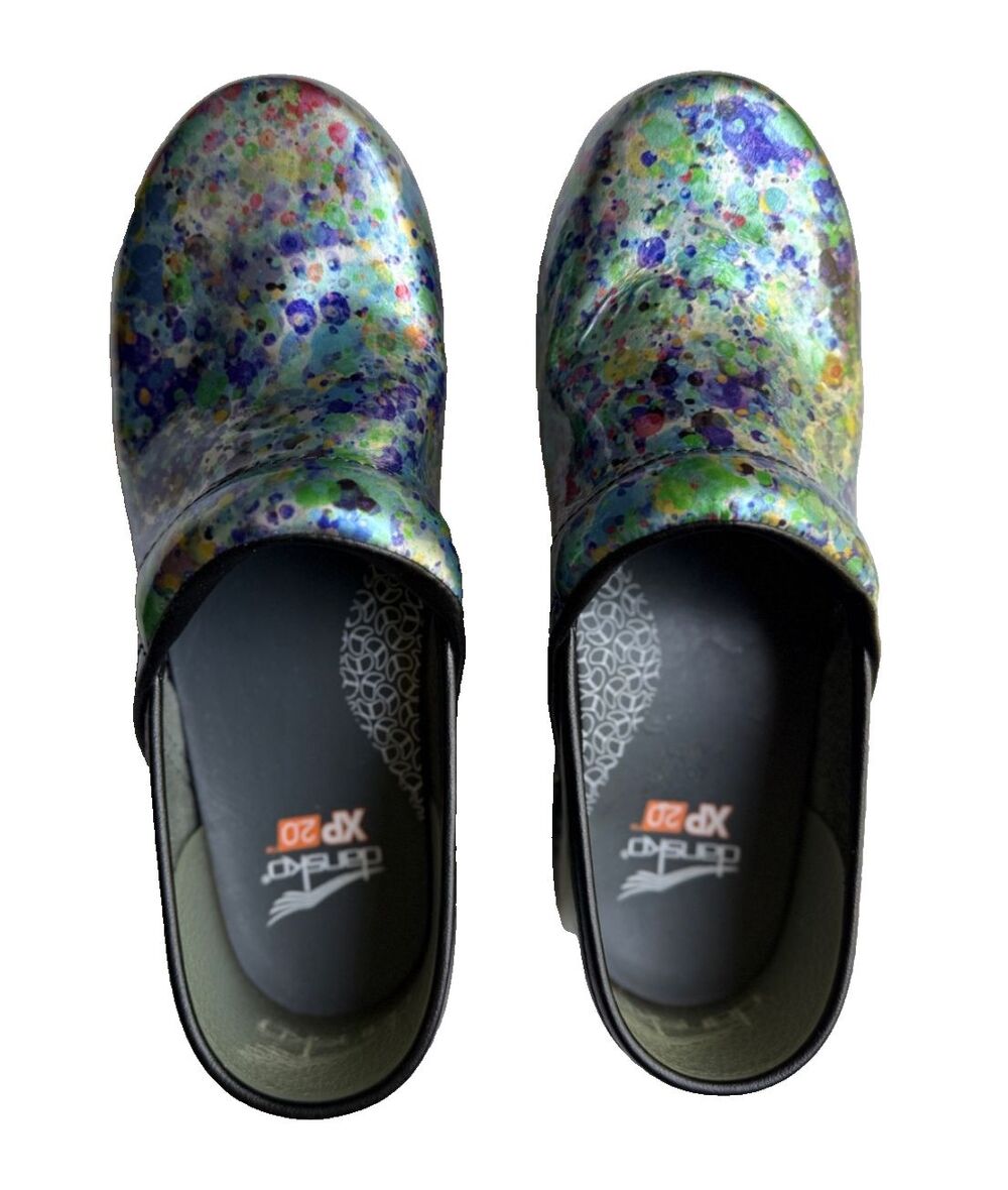 Dansko XP 2.0 Women's Multicolor Watercolor Dots Patent Leather Clogs Sz 9 Nurse - Picture 16 of 16